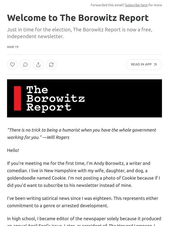 Welcome to The Borowitz Report