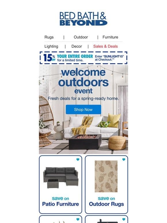 We’re Saying Welcome to the Outdoors with 15% Off