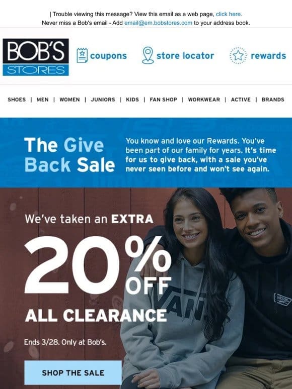 We’ve Taken an EXTRA 20% OFF All Clearance