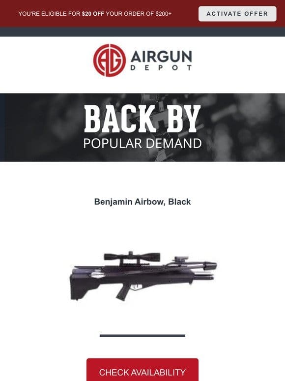 We’ve received a limited supply of the Benjamin Airbow， Black!
