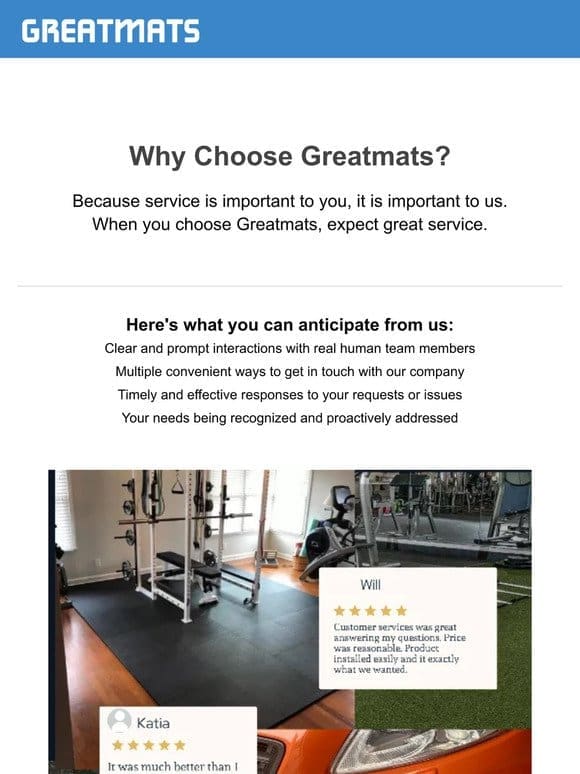 Why Greatmats? Unrivaled Service Tailored Just for You