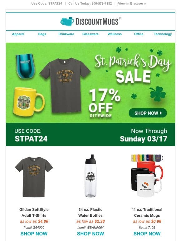 You Found Our Pot O’ Gold: 17% Off Sitewide