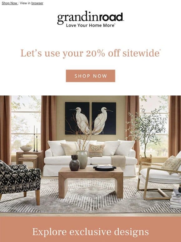 Your 20% off sitewide expires soon