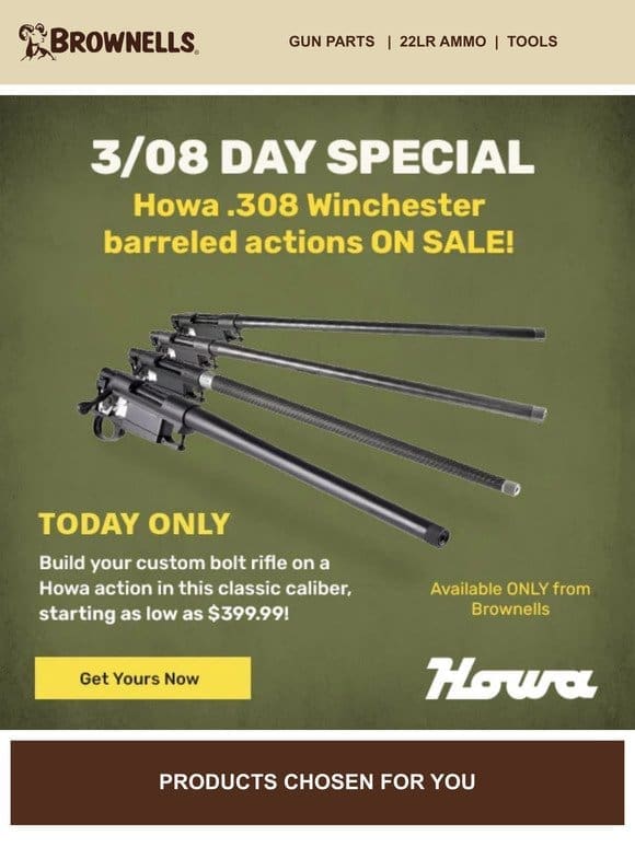 Your shot to SAVE on Howa .308 actions!