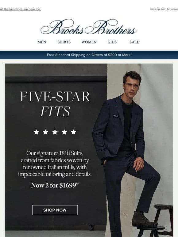 Your suit is ready—1818 Suits， 2 for $1699