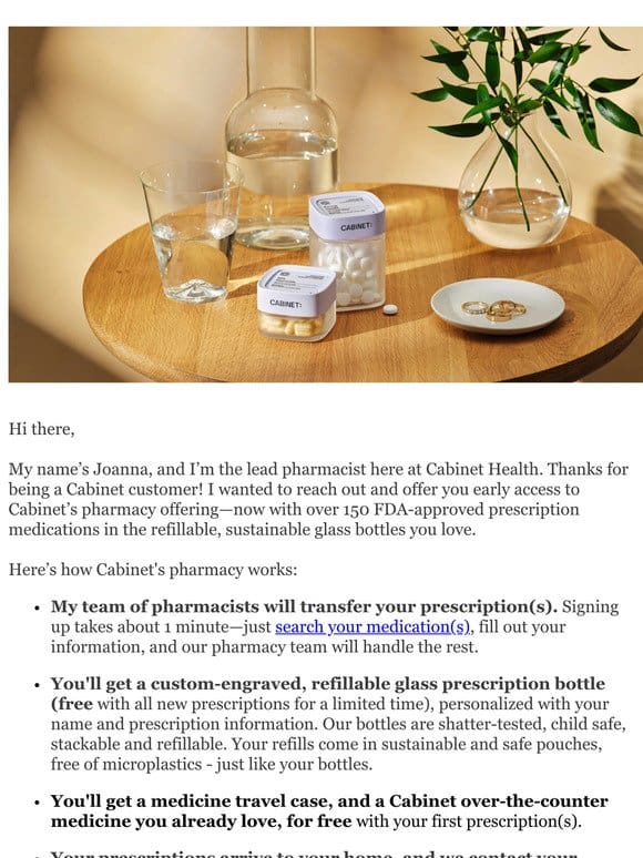 ‘s Prescription  Refill， Free Refillable Glass Bottle