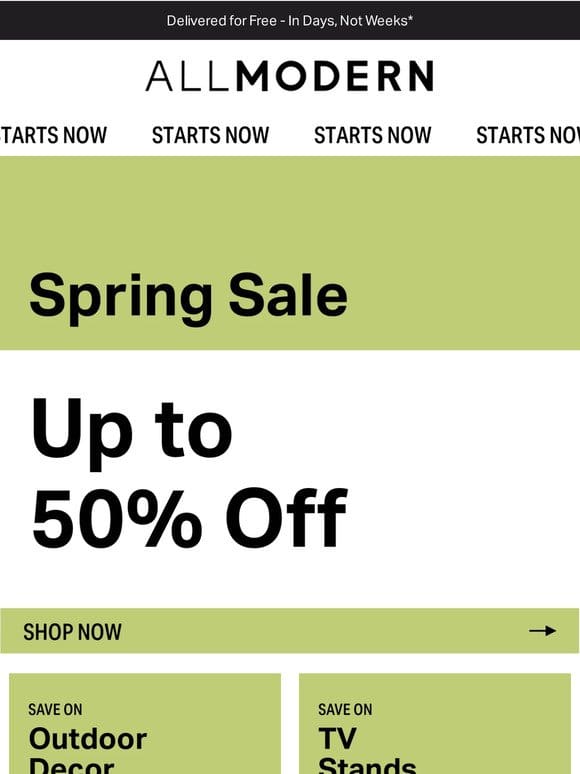 up to 50% off outdoor decor starts now