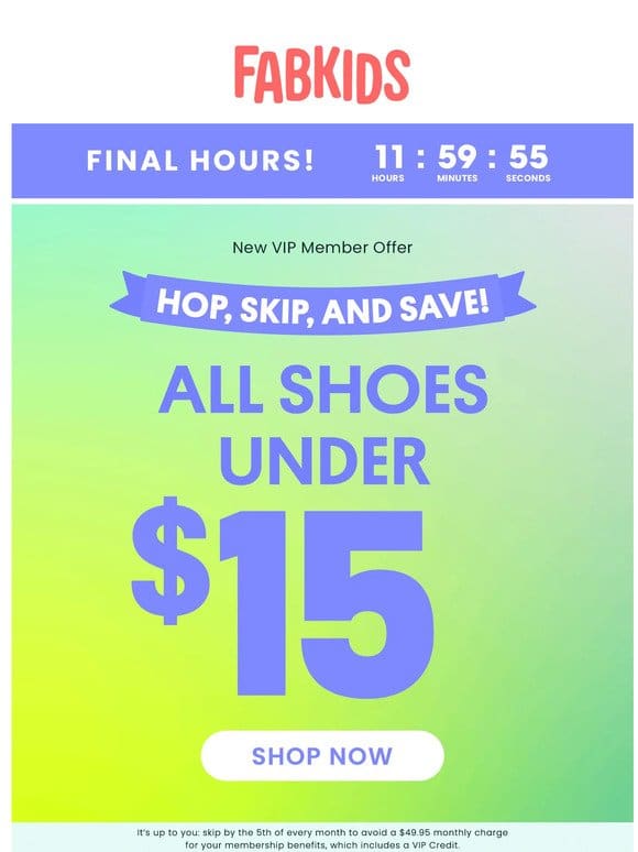 urgent: Shoes under $15 are expiring!