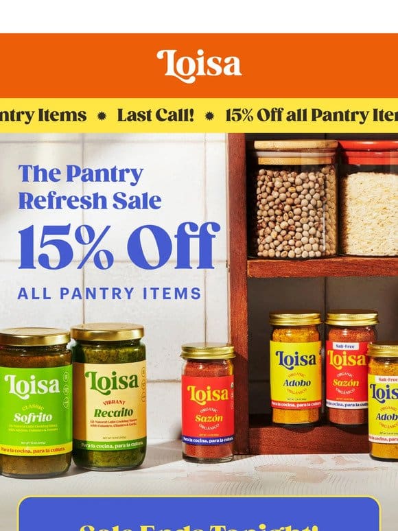 ⏰ ENDS TONIGHT! 15% off all pantry items