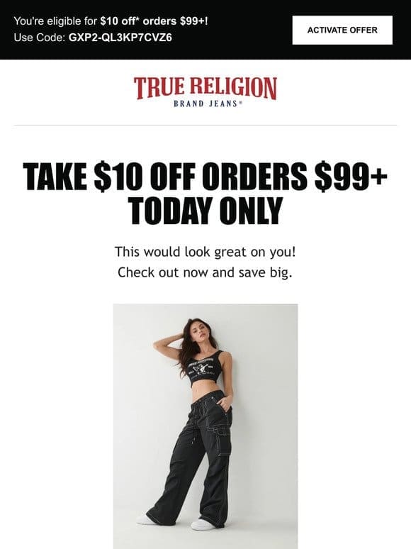 ⏰ Surprise， $10 Off Just For You! Buy Women’s Bobbi Cargo Pant | Black | Size 24 | True Religion Today ⏰