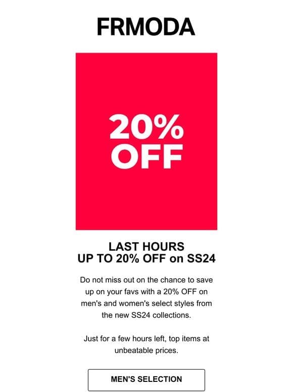 ⏰ Up to 20% OFF: Last Chance