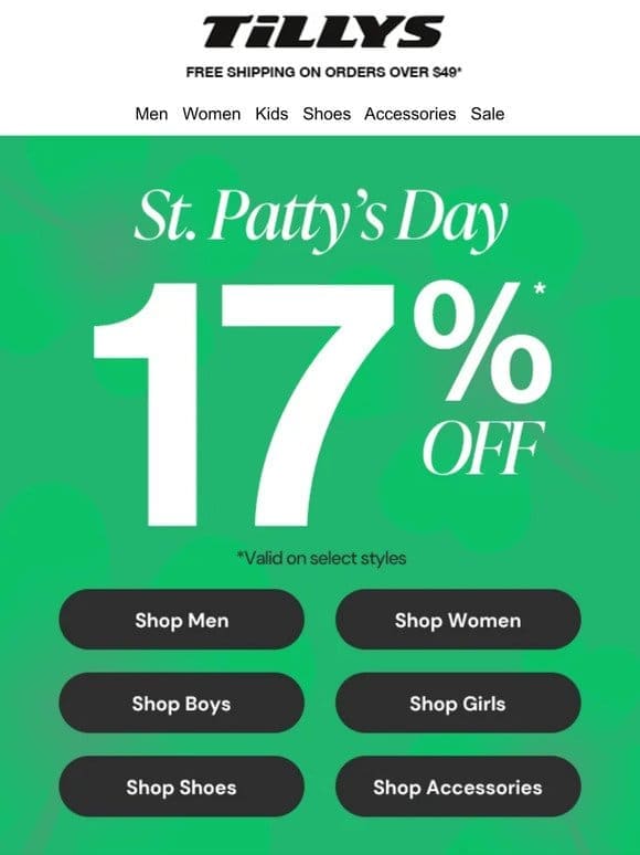 ☘️ St. Patty’s Day Sale 17% Off ☘️