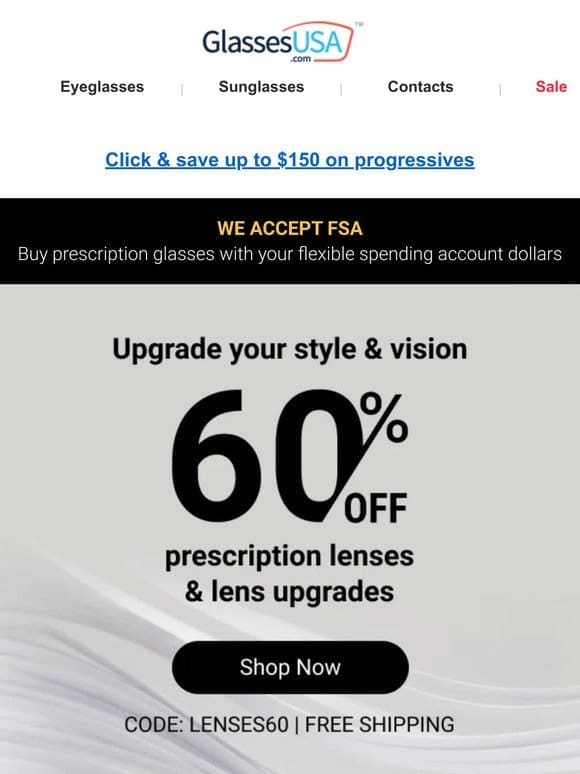 ✨ 60% off lenses + free shipping