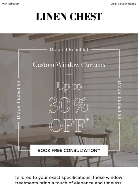 ✨Elevate Your Windows with up to 30% Off Custom Draperies✨