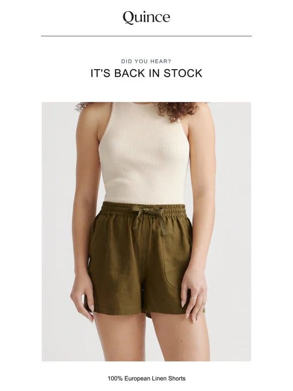 100% European Linen Shorts is back in stock