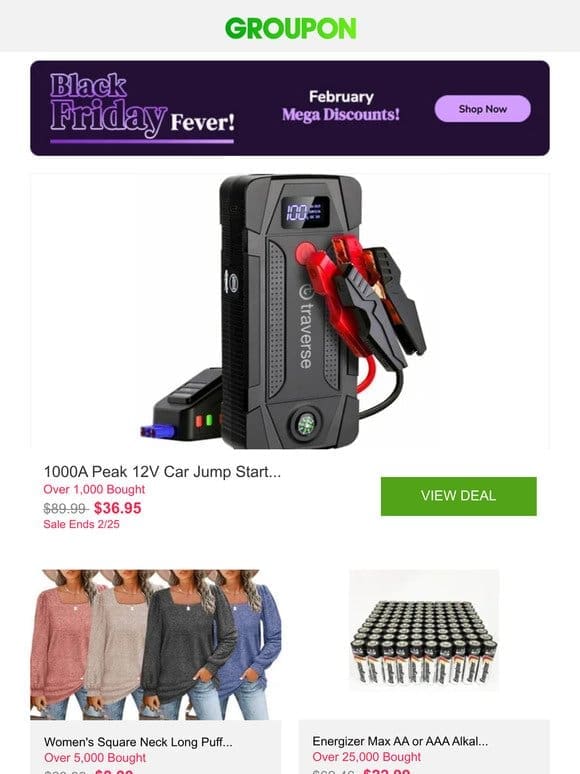 1000A Peak 12V Car Jump Starter with LCD Display and More