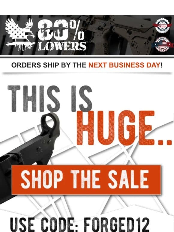 12% OFF FORGED 80% LOWERS TODAY!