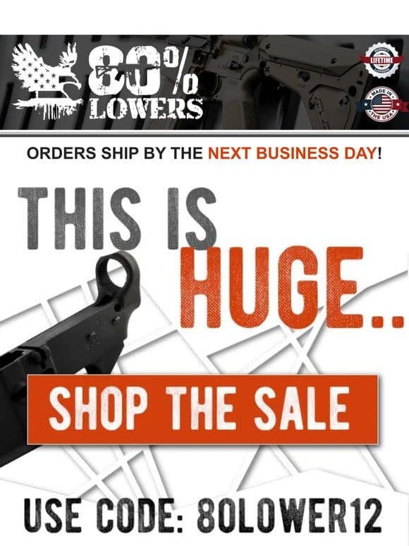 12% off 80% lowers extended!
