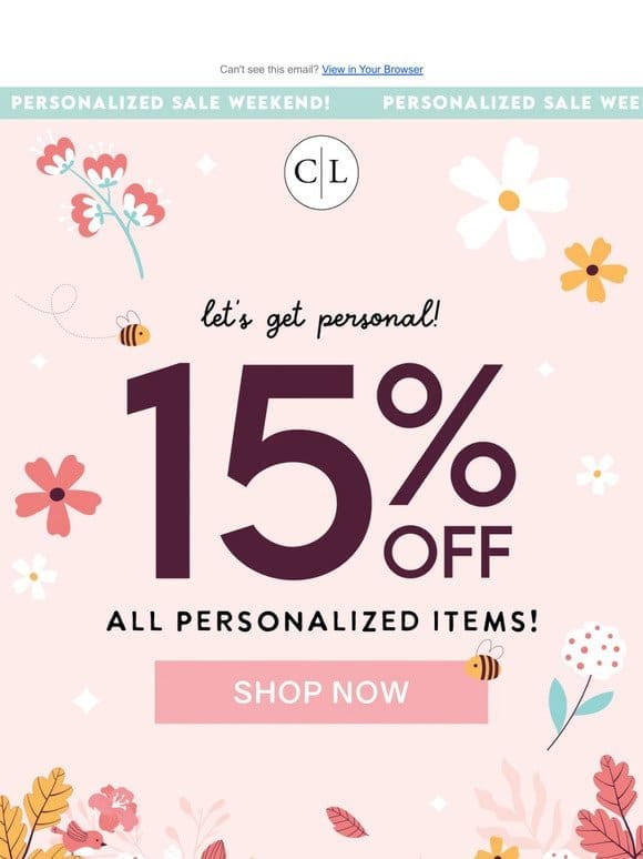 15% OFF Personalized Gifts!
