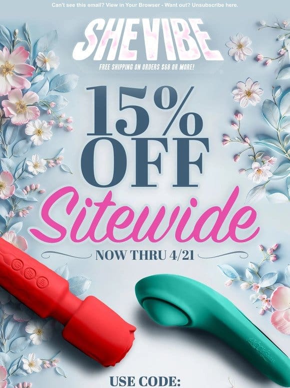 15% Off Sitewide At SheVibe!