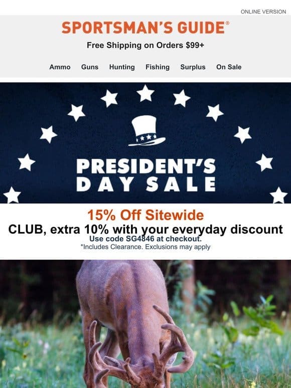 15% Off Sitewide， Extra 10% Off for Club Members
