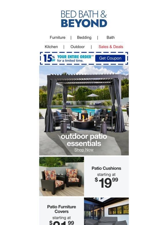 15% off Everything You Need to Update Your Outdoor Oasis  ️