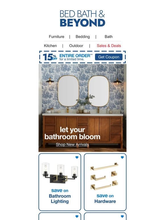 15% off to Help Your Bathroom Bloom