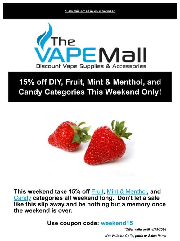 15% or $5 Off All Weekend Long!!!!