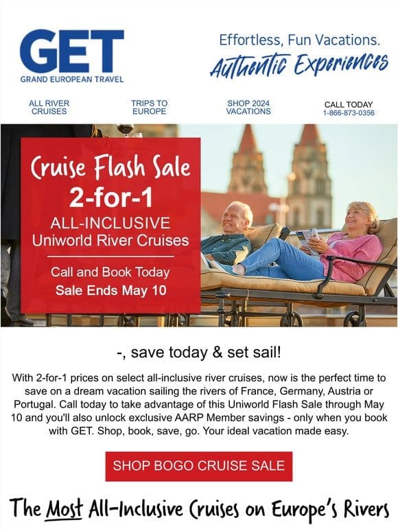 2-for-1 River Cruise Flash Sale!