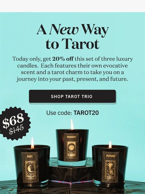 20% OFF luxury candles， with a magic touch