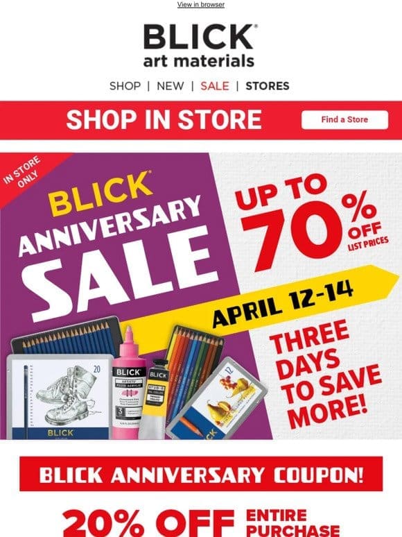 20% Off Coupon + Shop the Blick Anniversary Sale