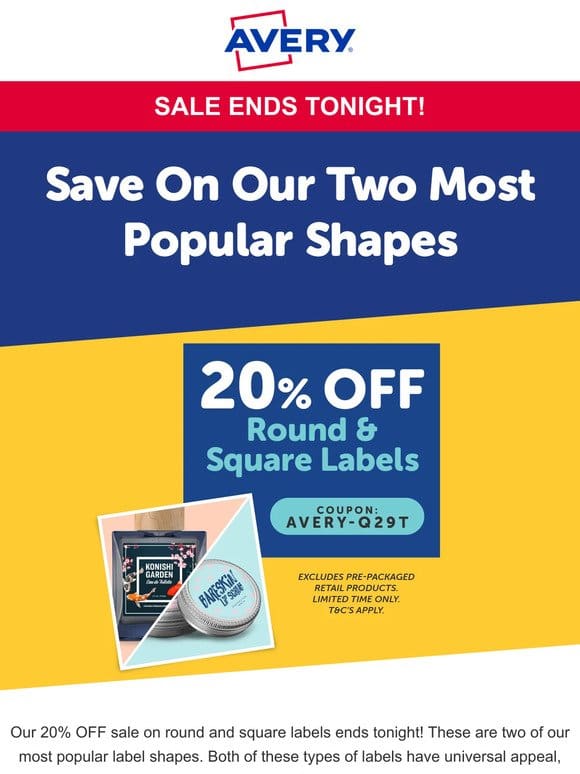 20% Off Round & Square Labels Sale