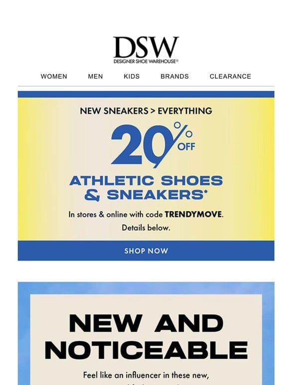 20% off NEW fashion sneakers?