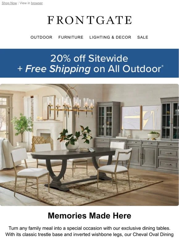 20% off sitewide + FREE shipping on all outdoor.