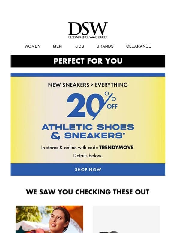20% off top athletic shoes & sneakers!