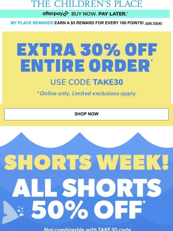 24 HOURS LEFT: 50% OFF ALL SHORTS + Extra 30% OFF entire order， savings up to 70% OFF!