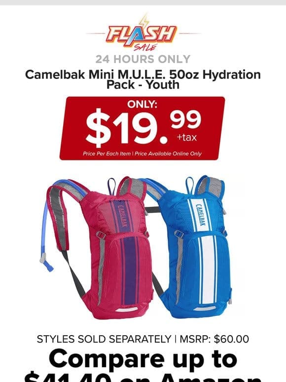 24 HOURS ONLY | CAMELBAK YOUTH HYDRATION PACK | FLASH SALE