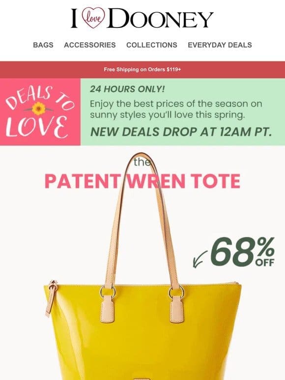 24 Hours To Save! This Patent Tote Is Over 65% Off.