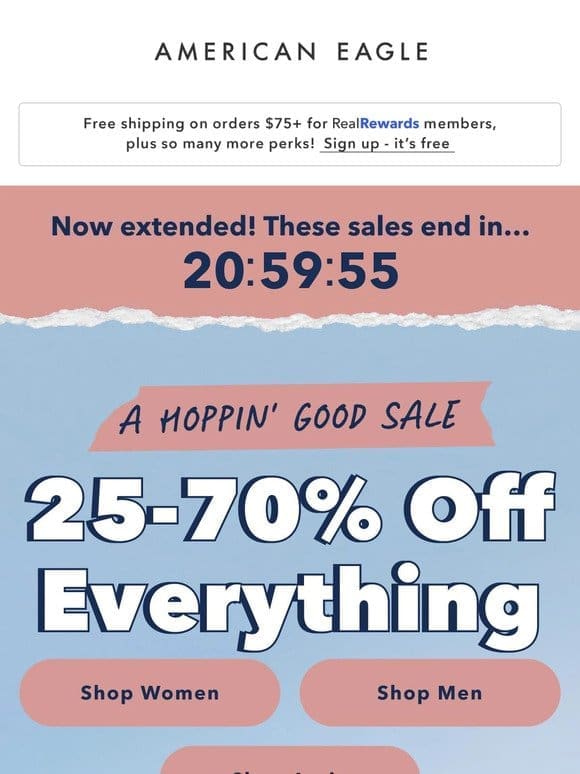 24 MORE HRS to shop 25-70% off everything