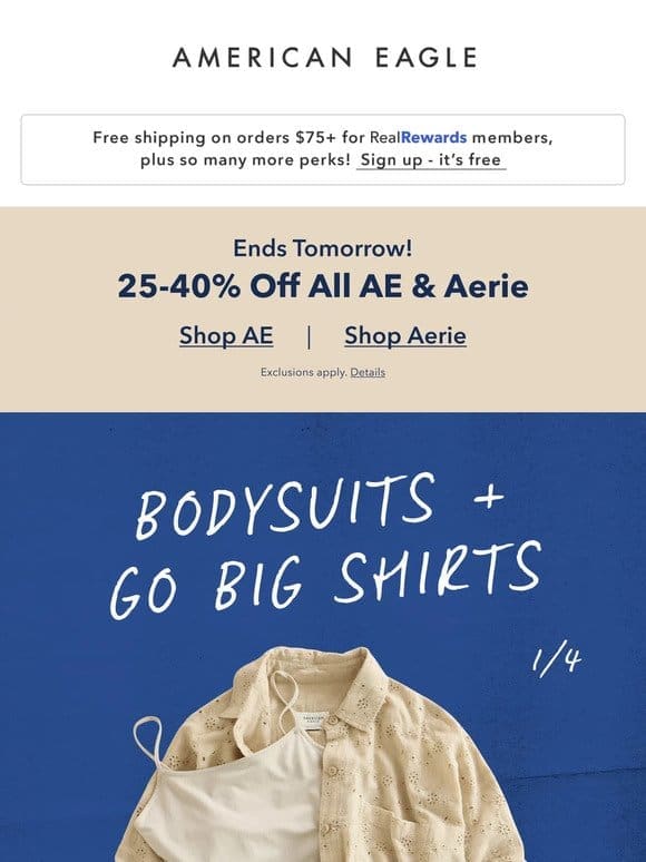 25-40% OFF ALL AE + AERIE