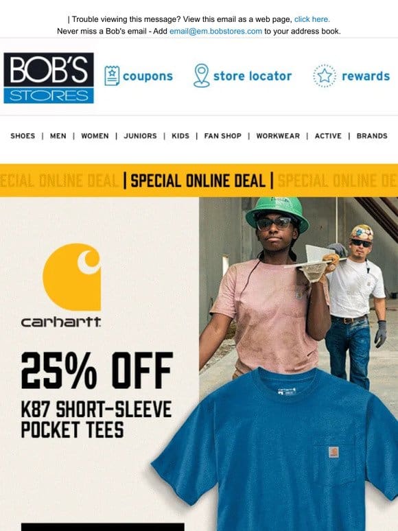 25% OFF Carhartt K87Short-Sleeve Pocket Tees