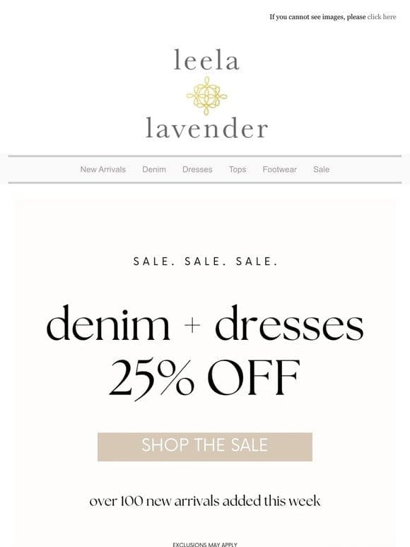 25% Off Denim + Dresses | Shop The SALE