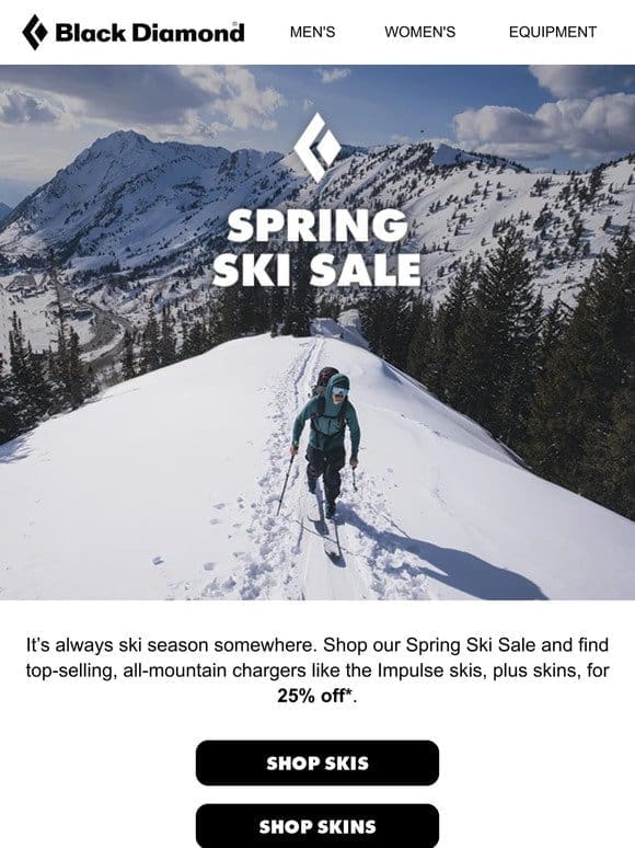 25% Off Skis and Skins
