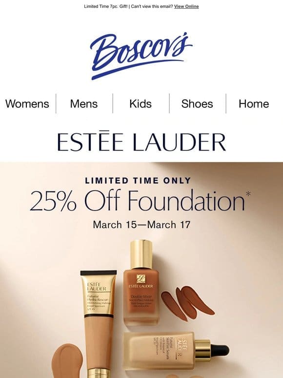 25% off Estee Lauder Foundation Event