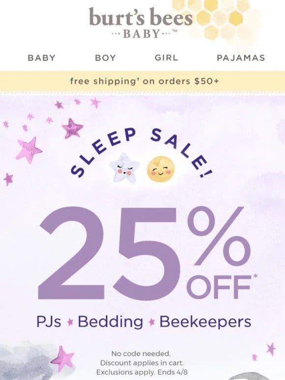 25% off jammies， bedding， wearable blankets!