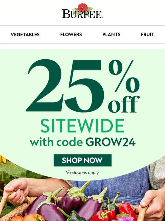 25% off sitewide starts today