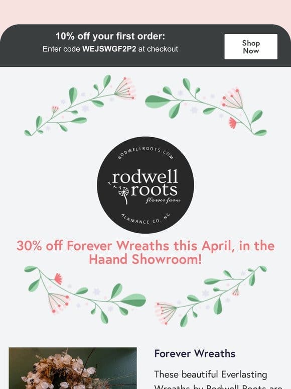 30% off Forever Wreaths from Rodwell Roots