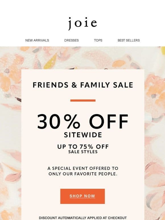 30% off sitewide starts now!