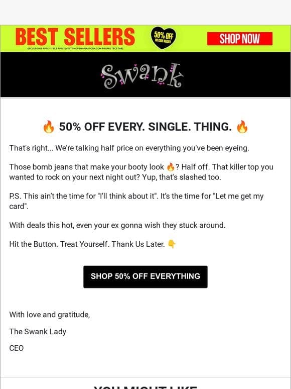 313 DAY SALE – 50% OFF EVERYTHANG!