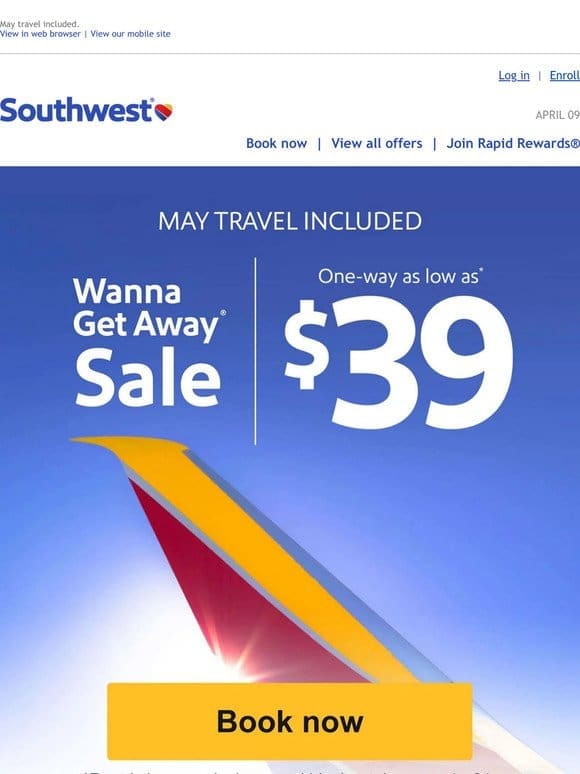 $39 sale fares! Spring to it! Book now!